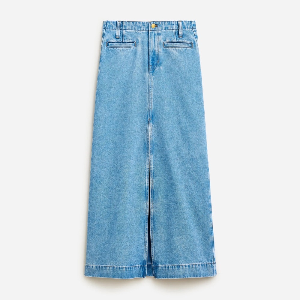 J.Crew Denim Maxi Skirt in Medium Indigo Wash